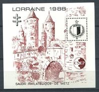 212 FRANCE CNEP 1988 - Yvert 9 - LORRAINE Metz - Feuillet Numerote - Neuf (MNH) Sans Trace De Charniere - CNEP