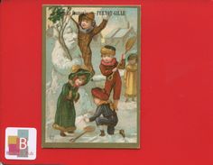 PERNOT GILLE  Biscuits Français DIJON CHROMO Dorée Enfants Bonhomme Neige Pelle - Pernot