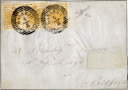 17 1850 - 5 Cent. Arancio (1h), Tre Esemplari Perfetti Su Sovracoperta Da Gavardo 4/8 A Brescia, Bollo ... - Lombardo-Vénétie