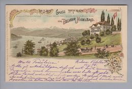 AK Schweiz ZH Rüschlikon Belvoir Nidelbad 1898-02-22 Rüschlikon Litho C.K.Z.#990 Carl Michel (Stempel Knick) - Rüschlikon