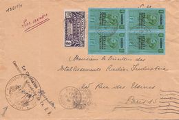 OUBANGUI CHARI - LETTRE BANGUI POUR PARIS PAR AVION 1936 - TIMBRE AEF N° 24 BLOC DE 4 - Lettres & Documents