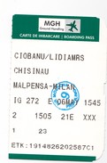 2015  , Avion Ticket , Boarding Pass.,  Chisinau -  Malpensa  ,Milano, Used - Europe