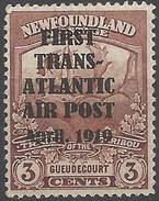 NEWFOUNDLAND #C1 NEUF H REPRINT/FAUX C$35,000 -Timbre D'aviation -- HAWKER FLIGHT - Back Of Book