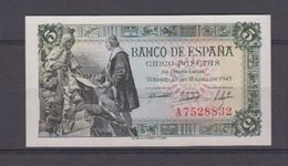 EDIFIL 449a.  5 PTAS 15 DE JUNIO DE 1945 SERIE A - 5 Pesetas