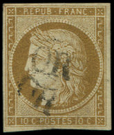 EMISSION DE 18491    10c. Bistre-jaune, Obl. OR Deux Fois, R Et TB - 1849-1850 Cérès