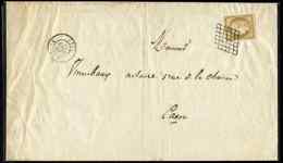 Let EMISSION DE 18491b   10c. Bistre VERDATRE, Obl. GRILLE S. Faire-part Pour Caen, Càd BAYEUX 28/6/54, TTB - 1849-1850 Ceres