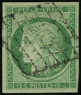 EMISSION DE 18492    15c. Vert, Obl. GRILLE, TB - 1849-1850 Cérès