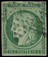 EMISSION DE 18492b   15c. Vert FONCE, Obl. ETOILE, TB. C - 1849-1850 Ceres