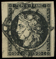 EMISSION DE 18493a   20c. Noir Sur Blanc, Petit Bdf, Obl. GRILLE, TTB - 1849-1850 Cérès