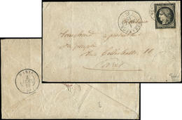 Let EMISSION DE 18493    20c. Noir Sur Jaune, Touché, Obl. Càd T15 BESANCON 1 JANV 49 S. Env., Càd Répété à Côté, Les 2  - 1849-1850 Cérès