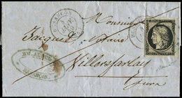 Let EMISSION DE 18493    20c. Noir Sur Jaune, Obl. Càd T15 BESANCON 4 JANV 49 Sur LAC, TB/TTB - 1849-1850 Cérès