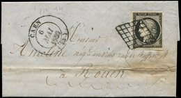 Let EMISSION DE 18493a   20c. Noir Sur Blanc, Obl. GRILLE S. LAC, Càd T14 CAEN 6/5/50, TB - 1849-1850 Cérès