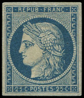 * EMISSION DE 18494    25c. Bleu, Restauré, Gomme Partielle, B/TB - 1849-1850 Cérès