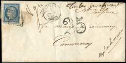 Let EMISSION DE 18494    25c. Bleu, Obl. GRILLE S. LSC, Càd CONSTANTINE 7/9/51, Poids 8gr, "timbre Insuffisant" Et Taxe  - 1849-1850 Cérès