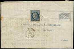 Let EMISSION DE 18494    25c. Bleu, Obl. GRILLE S. LAC La Versaillaise, Déclaration De Sinistre De Grêle, Avec Emplaceme - 1849-1850 Ceres