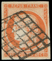 EMISSION DE 18495    40c. Orange, Oblitéré GRILLE, Frais Et TB. C - 1849-1850 Cérès