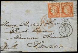 EMISSION DE 18495    40c. Orange, PAIRE Obl. GRILLE SANS FIN S. Grand Fragt Avec Càd PARIS 5/12/51, TTB - 1849-1850 Cérès