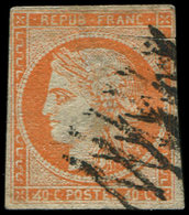 EMISSION DE 18495d   40c. Orange, 4 RETOUCHE, Case 146, Obl., Aminci Mais Bonne Pièce D'attente, Certif. Calves - 1849-1850 Ceres