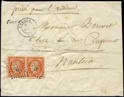 Let EMISSION DE 18495    40c. Orange, PAIRE Oblitérée PC 2487 S. Env., Cursive 1/PONCIN, Càd T15 CERDON 5/10/54, Arrivée - 1849-1850 Cérès