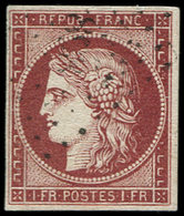 EMISSION DE 18496     1f. Carmin, Très Jolie Nuance Vive, Obl. Légère, Superbe - 1849-1850 Cérès