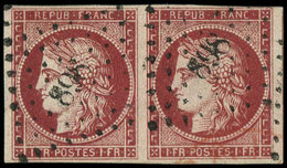 EMISSION DE 18496     1f. Carmin, PAIRE Très Jolie Nuance, Obl. PC 898, TB - 1849-1850 Cérès