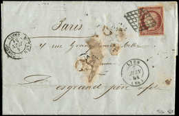 Let EMISSION DE 18496     1f. Carmin, Obl. GRILLE S. LAC, Càd T15 LYON 2/6/51 Et Càd RETARD-DU-CONVOI PARIS 4/6, TB. C - 1849-1850 Cérès