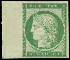 ** EMISSION DE 1849R2e  15c. Vert Clair, REIMPRESSION, Bdf, TTB - 1849-1850 Cérès