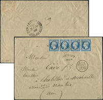 Let PRESIDENCE10   25c. Bleu, BANDE De 4 Obl. PC 1818 S. Env., Càd T15 A LYON A 25/9/53, Superbe. C - 1852 Louis-Napoléon