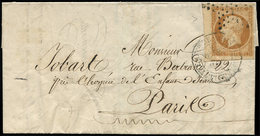 Let EMPIRE NON DENTELE13A  10c. Bistre, T I, Cdf, Obl. Etoile Et Càd LETTRE AFFie DE PARIS POUR PARIS S. LAC, 1854, TB - 1853-1860 Napoléon III