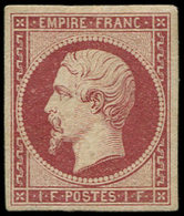 * EMPIRE NON DENTELE18    1f. Carmin, Frais Et TB, Certif. Calves - 1853-1860 Napoleon III