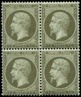 ** EMPIRE DENTELE19    1c. Olive, BLOC De 4, Fraîcheur Postale, TTB - 1862 Napoléon III