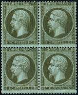 * EMPIRE DENTELE19    1c. Olive, Nuance Foncée, BLOC De 4, TB - 1862 Napoléon III