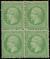 ** EMPIRE DENTELE20    5c. Vert, BLOC De 4, Bien Centré, 1 T. Est *, TB - 1862 Napoléon III