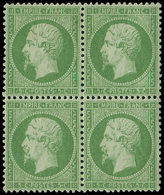 * EMPIRE DENTELE20    5c. Vert, BLOC De 4 Très Frais Et Très Bien Centré, TB - 1862 Napoléon III