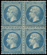 * EMPIRE DENTELE22   20c. Bleu, BLOC De 4 Très Bien Centré, TB - 1862 Napoléon III