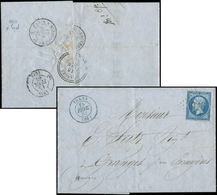 Let EMPIRE DENTELE22   20c. Bleu, Obl. GC 3926 S. LAC, Càd T15 THANN 14/2/63, Le Tout En BLEU, TTB - 1862 Napoléon III