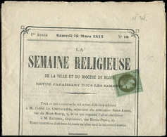 Let EMPIRE LAURE25    1c. Bronze, Obl. TYPO Sur Journal La SEMAINE RELIGIEUSE Du Diocèse De Blois Du 16/3/72, Superbe - 1863-1870 Napoléon III Lauré