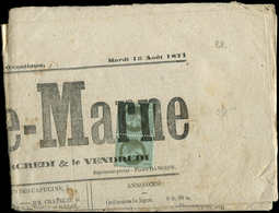 Let EMPIRE LAURE25    1c. Bronze, PAIRE Obl. TYPO Sur Journal LA HAUTE MARNE Du 13/8/71, TB - 1863-1870 Napoléon III Lauré