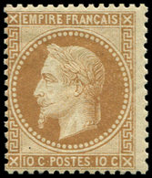 * EMPIRE LAURE28A  10c. Bistre, T I, Inf. Ch., TB - 1863-1870 Napoléon III Lauré