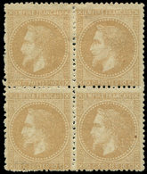 * EMPIRE LAURE28B  10c. Bistre, T II, BLOC De 4, 2 Ex. **, TB - 1863-1870 Napoléon III Lauré