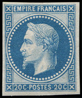 ** EMPIRE LAURE29Ac 20c. Bleu, T I, NON DENTELE, RR, TB - 1863-1870 Napoléon III Lauré