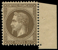 * EMPIRE LAURE30f  30c. Brun, FOND LIGNE, Bdf (amorce De Découpe De Ce Dernier), TTB - 1863-1870 Napoléon III Lauré