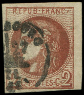 EMISSION DE BORDEAUX40Bf  2c. ROUGE BRIQUE FONCE, R II, Petit Bdf, Obl. Càd (frappe Lourde), TB. C - 1870 Emission De Bordeaux