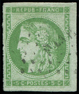 EMISSION DE BORDEAUX42A   5c. Vert-jaune, R I, Obl. Ambulant, Frappe Légère, TTB - 1870 Emission De Bordeaux