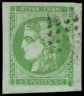EMISSION DE BORDEAUX42B   5c. Vert-jaune, Marges énormes, Obl. Légère, Superbe - 1870 Emission De Bordeaux