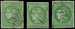EMISSION DE BORDEAUX42B   5c. Vert-jaune, 3 Nuances Dont Foncé, Obl., TB/TTB - 1870 Emission De Bordeaux