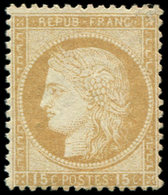 ** CERES DENTELE55   15c. Bistre, Qqs Dents Lég. Jaunies à Leur Extrémité, Sinon TB. Br - 1849-1876: Période Classique