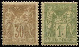 * TYPE SAGE80 Et 82, 30c. Brun-jaune Et 1f. Olive Clair, TB - 1876-1878 Sage (Type I)