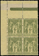 ** TYPE SAGE82    1f. Olive, BLOC De 4 Cdf, TB - 1876-1878 Sage (Type I)