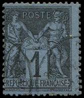 TYPE SAGE84    1c. Noir Sur BLEU DE PRUSSE, Obl., Décentré, Sinon TB - 1876-1878 Sage (Type I)